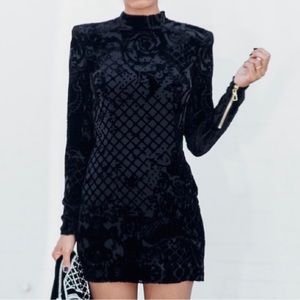 Balmain x H&M Black Silk & Velvet Mini Dress